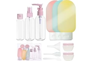 LUXIREMI Lot de 11 récipients de Voyage étanches et Rechargeables, kit de Voyage Avion avec Poches pour cosmétiques, shampoing, Lotion, liquides