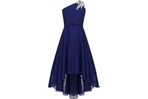 Aislor Enfant Fille Robe de Princesse Cocktail Une Épaule Strass Robes de Cérémonie Fete Carnaval Fille Robe de Demoiselle d'honneur Chic