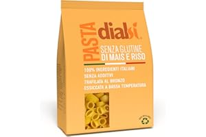 DIALSÌ, Pipetas, pasta sin gluten de maíz y arroz, trefilada al bronce, ingredientes 100% italianos, sin aditivos, cocción 8-9 minutos, paquete de 400 g