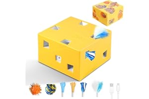 Migipaws 3 en 1 Jouet pour Chats, électrique interactif 12 Trous MigiBox, Secret de préhension sous la Peau émergente,Jouet pour Chaton Qui s'ennuient, Rechargeable, 8pcs Accessoires