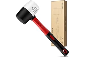 GETLITOOL Maillet en Caoutchouc Marteau en Caoutchouc 450g 55mm/16oz Blanc et Noir Maillet Camping en Caoutchouc Naturel avec Manche en Fibre de Verre pour Le Sol Les Tuiles Les Meubles Les Fenêtre