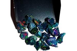 Jaguar Gems Natural Black Opal Rough 5 Pcs, AAA Quality Ethiopian Opal Gemstone, 8x10 mm, 0.5 carats, Loose Cut Gems