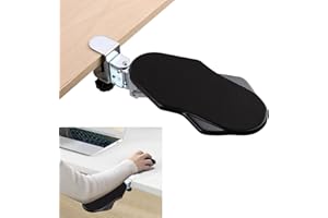 Yiomxhi Ergonomiczna podpórka pod ramię do biura, obrotowa podpórka pod nadgarstek o 180°, wsparcie łokciowe przedłużenie biurka regulowane ramię komputera do pracy nauki, czarny