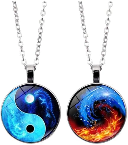 Ryaupy 2 Colliers Lot De Couple Yin Yang Taichi BFF Chaîne D'amitié Ying Yang Pendentif Collier Pour Couples Bijoux Pour Les Meilleurs Amis, Les Amoureux Et Les Couples, Silber