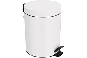 Spirella - Poubelle à pédale Acier SYDNEY - Design Moderne, Ouverture Facile, Seau Intérieur Amovible - Accessoire Salle de Bain ou Cuisine - Blanc - 3L
