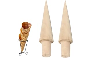 CTFOREST 2 Piezas Molde de Cono de Madera, Rodillo para Hacer Gofres, Rodillo de cono de Gofre Hecho en Casa, Adecuado para Hacer Gofres y Conos de Helado(Marrón)