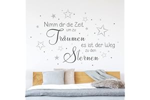 ‎DESIGNSCAPE DESIGNSCAPE® Wandtattoo Spruch Nimm dir Zeit | Wanddeko Traum Sterne | Farbe 1: weiss | Größe: mittel (120 x 77 cm)