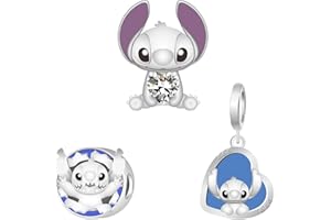 H.ZHENYUE Abalorio Charm 925 Perles En Argent Sterling Animal Cartoon Mouse Dog pouravec Zircone,Compatible Européen Bracelets Collier,fête mères Anniversaire Cadeau Bijoux Noël Filles 3pcs / Set