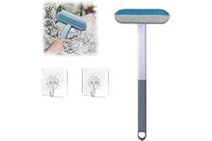 KATLKIU Brosse 2-en-1 Anti-Poils & Nettoyeur de Moustiquaire avec Long Manche – Brosse Réutilisable Multi-Surface pour Canapé, Tapis, Vêtements, Verre & Maille