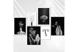 AREDE Set di 6 Stampe da Parete Quadri Moderni Decorazioni da Muro per Casa Soggiorno Camera da Letto e Cucina ''Ritratti In Bianco E Nero''| 4 x A4 (21x30cm) + 2 x A5 (15x21cm) | senza Cornici