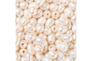 Fashewelry 100 perline naturali coltivate d'acqua dolce ovali, colore conchiglia, per fare collane, bracciali, orecchini, gioielli, 7-10 mm