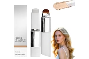 SHUNJIAN Color Changing Foundation Stick,2-in-1 Dual Ended Concealer Stick & Balm Foundation,Full Coverage Cream Foun/dation with Brush,Hydrating Colour Changing Foun/dation Sti/ck for All Skin Types (Natural)