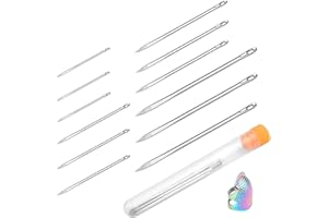DEUDY 13 Stück Leder Nähnadeln Set, 4 Größen Scharfe Dreiecksnadel, Leder Hand Nähen Nadeln, Handnähnadel Kit für Polster, Teppich Leinwand Reparatur Polster Nähnadeln