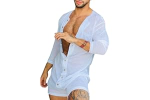 BIBOKAOKE Jumpsuit Herren Sommer kurz Anzug Overall Loose Atmungsaktiv Einreihig Freizeitanzug Onesie Shorts Einteiler Sport Jogging Anzug One-Piece Kleiderknopf Schlafanzug Streetwear