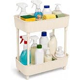 Kabakoz İki Katlı Raf Mutfak Banyo D&uuml;zenleyici, Tezgah Evye Lavabo Altı &Uuml;st&uuml; Organizer, 2 Kat Dolap İ&ccedil;i Depolama Rafı (Bej)