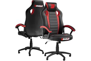 BraZen Salute PC Chair Gaming Chair for Adults Office Chair Computer Chairs Gaming Chairs for Adults Adult Gaming Chair Video Game Chairs Adult Chair Adult Chair - Black Red