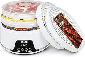 ‎COSORI COSORI Dörrautomat für mehr Möglichkeiten, Food Dehydrator mit 5 stapelbaren und herausnehmbaren Tabletts, Einstellbare Höhe, Temperaturregelung(35-75℃), BPA-frei, 350W,Weiß