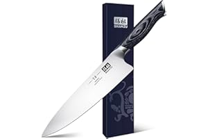 SHAN ZU Cuchillo de chef, cuchillo de cocina de 8 pulgadas, cuchillos de chef japoneses súper afilados de acero, cuchillo para picar, cuchillo de cocina con mango ergonómico K133 - Serie Genbu