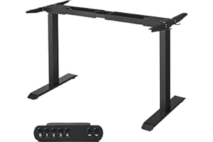 ‎SONGMICS SONGMICS Biurko z elektryczną regulacją wysokości, stojak na biurko, podwójny silnik, z hakiem, płynna regulacja, funkcja pamięci, stal, czarny LSD019B01