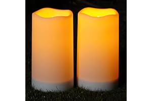 Homemory Velas solares impermeables para exteriores, velas recargables, velas solares sin llama para exteriores, linternas, solo sensor, del anochecer al amanecer, juego de 2