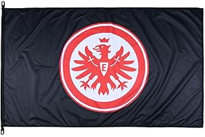 Eintracht Frankfurt Hissflagge 90 x 150 cm Logo schwarzer Hintergund mit rotem Eintracht Frankfurt Logo