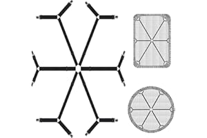 QoeCycth Sheet Fasteners, Adjustable Elastic Bed Sheet Holder Straps for Full,Queen,King Twin Bed,6 Way Cross Sheet Clips Suspenders Band,Fitted Round and Square Mattresses