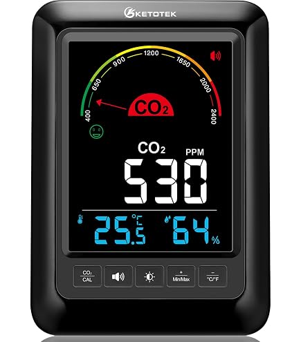 Moniteur De CO2 Et Qualité De L'Air - Capteur NDIR, Mesure CO2/Température/Humidité, Connectivité WiFi, Batterie 1200mAh