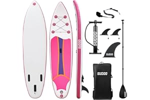 SUDOO Aufblasbare Stand Up Paddle Board 300x76x15cm Aufblasbares SUP Board für Stand-Up Paddling Mit Board, Verstellbare Paddel, Pumpe, Rucksack, Leine, 3 Finnen, Rutschfestes Deckpad, Reperaturset