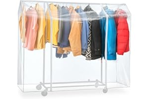 Tatkraft BIG Grande Housse de Protection pour Portant à Vêtements, Plastique Waterproof Transparent, Ouverture et Fermeture Faciles, Portant Non Inclus, L 183 cm