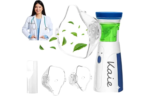New Effective Mesh Nebulizer, Silent and Compact Nebulizer Machine for Adult and Kids, Wireless Vaporizer Machine, Steam Inhaler for Cold, Cough, Asthma And Sinusitis - Quick Relief and Daily Use Vaporiser With Respiratory Mask (Regular)