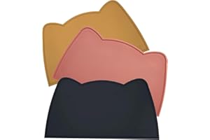 OHMO Napfunterlage für Kleine Hunde und Katze, 46x25cm, Unterlage für Katzennapf, rutschfeste Futterunterlage aus Silikon, Wasserdicht, Schwarz