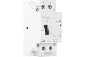 DeWin Contacteur 220V, Contacteur AC Domestique Monophasé Contacteur Automatique Manuel sur Rail DIN 2P 63A 2NO