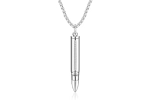 AllerPierce Cremation Urn Necklace Stainless Steel Ashes Keepsake Bullet Pendant Memorial Jewelry for Women Men