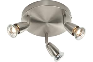 NATIONAL LIGHTING Amalfi 3 Way Decorative Satin Silver GU10 LED Compatible Round Adjustable Ceiling Spotlight
