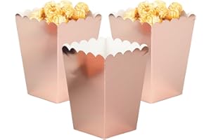 Ainmto 24 Stück Rose Gold Popcorn Boxen,Popcorn Kästen,Popcorn Tüten,Mini Papier Popcorn Behälter für Filmabend-Party