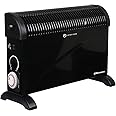 EMtronics 2000W Portable Electric Convector Heater Radiator with 3 Adjustable Heat Settings, 24 Hour Timer and Over Heat/Tip Over Cut-Out Function - Black