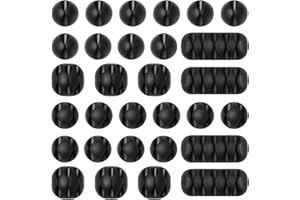 URAQT Klipsy do kabli, 30 szt., schludne klipsy do kabli, organizer na przewody, silikonowy uchwyt na biurko, do zarządzania kablami do domu, biura, samochodu i biurka, czarne