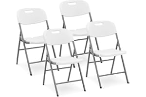 GOVITA -Set da 4 Sedie Sedia Pieghevole Di Plastica Salvaspazio, Capacità Di Carico Di 157,5 Kg, Sedie Pieghevoli in Plastica Da Giardino Comode Di Alta Qualità In Metallo
