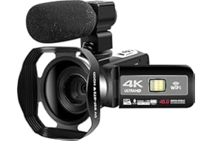 ACTIVERGE Caméscope 4K 60FPS 48MP WiFi Zoom Numérique 18X,Webcam à Vision Nocturne IR Caméra vidéo pour Youtube,Vlogging Caméra de à Écran Tactile HD 3" avec 2 Piles,Microphone,Télécommande 2,4G,Carte SD