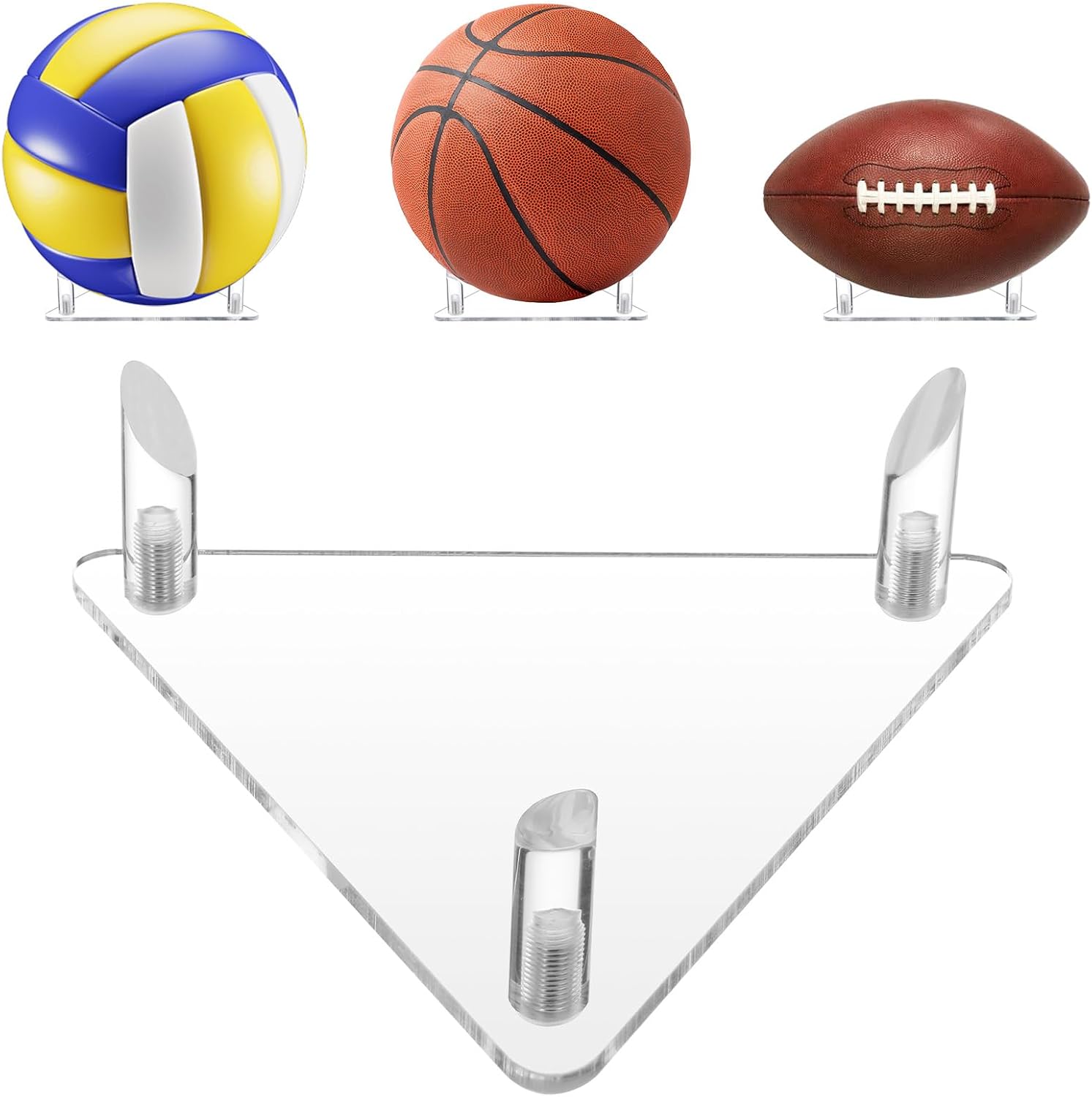 Thinp 1 soporte para pelotas, soporte para balones, soporte para balones, soporte para balones, soporte para balones, triángulo, soporte acrílico, voleibol (transparente)