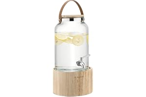 Navaris Dispenser Acqua con Rubinetto - Contenitore Bevande in Vetro con Supporto - Distributore Bibite 5,6 Litri - per Sangria Cocktail Vino