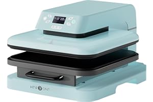 HTVRONT Heat Press Machine - 15" x 15" (38cm x 38cm) Professional Auto Heat Press with 210°C (410°F) Heat Plate for Iron On HTV Vinyl - Light Blue