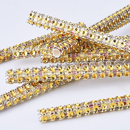 eBoot 4 Row 10 Yard Acrylrhinestone Diamant Band für Hochzeitstorten, Geburtstagsdekoration, Baby Bad Veranstaltungen und Kunsthandwerk Projekt (Gold) - 7