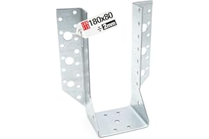 LUN FIX Connecteur poutre bois 80x180 mm Typ A, support acier galvanisé 2 mm, equerre fixation robuste, sabot de charpente pour menuiserie, assemblage bois, charpente bois et construction bois