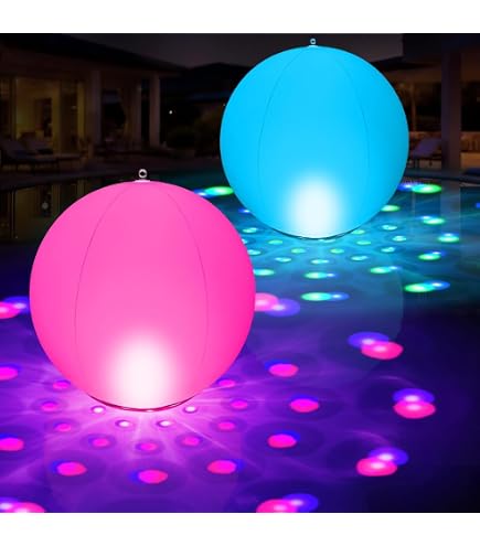 AVCXEC Boule Lampe Flottante Piscine Solaire, 2 Pièces 34cm Boule