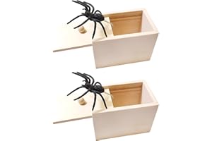 TBCZVX 2 Pcs Spider In A Box Prank, Halloween Decorations, Spider Scare Prank Box, Spider Prank Box Fake Spider Pranks Funny Scare Box Spider Hidden In Case Wooden Spider Box Prank for Halloween Carnivals