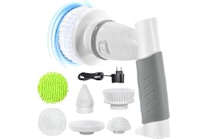 OSDUE Brosse Electrique Nettoyage, Rechargeable Étanche Épurateur de Rotation sans Fils, Handheld Spin Scrubbe, avec 4 têtes de Brosse, pour Cuisine, Baignoire, évier, Coin, Fenêtre, Toilettes