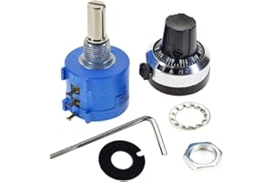 Onwon 50 K Ohm Widerstand, 10 Umdrehungen, Potentiometer, 2 W, drahtgewickelt, mehrdrehend, einstellbares Präzisionspotentiometer mit 10 Drehungen, Drehknopf, 6 mm Schaft (50 K Ohm)