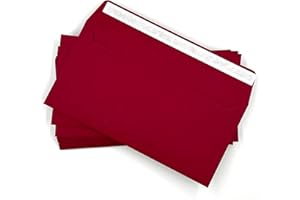 umschlag-discount – buste lettere di alta qualità in color rosso scuro senza finestrella per spedizioni, inviti & Co - 25 buste autoadesive con le dimensioni 220 x 110mm (DIN lungo)
