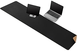MAIDERN Podkładka na biurko, skóra i korek, dwustronna podkładka na biurko, 160 x 40 cm, duża podkładka pod mysz XXL, wodoodporna, filcowa, do biura i domu (czarna)